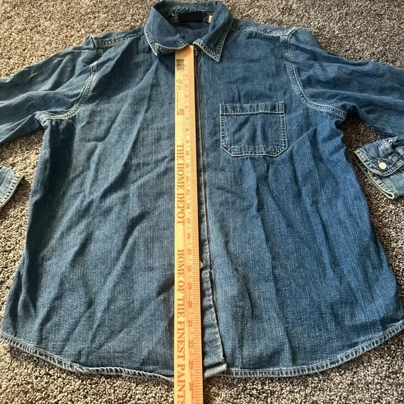 Vintage Gap Shirt Mens Large Blue Denim Button‎ Down Grunge Casual 90s Y2K - Picture 7 of 14